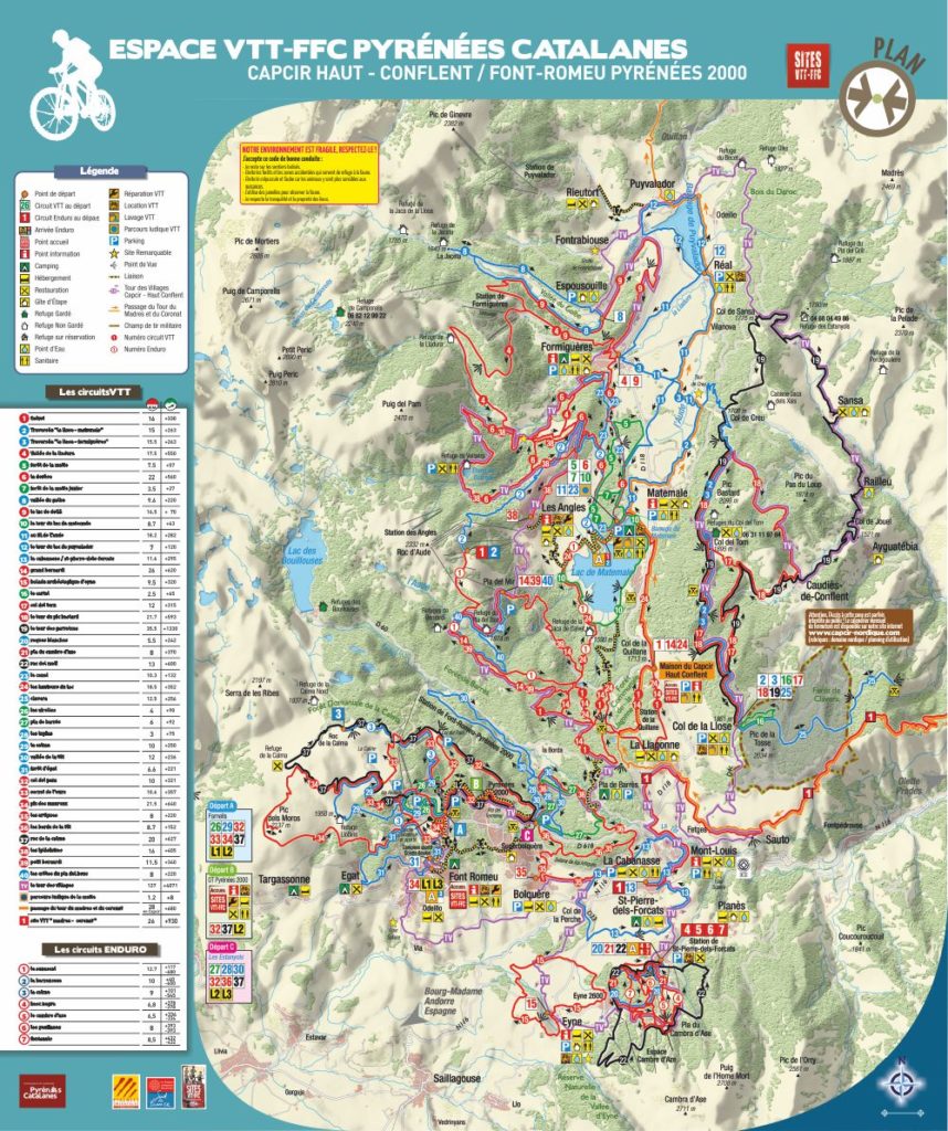carte des circuits VTT des Pyrénées Catalanes